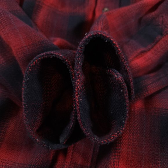 Royal Robbins Button Shirt Mens Small Long Sleeve Flannel Plaid Red Black Warm - Picture 12 of 13